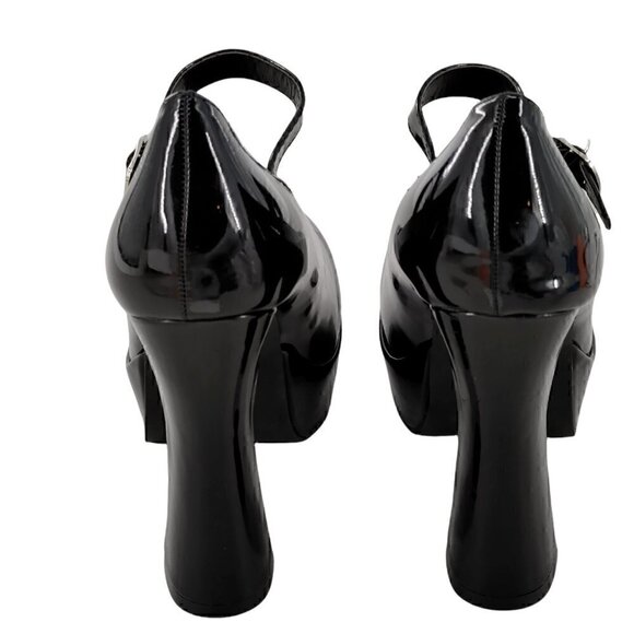 ELLIE 557-Eden Black Patent Leather Platform Mary Janes Size 9 Good Pre-Owned - Picture 5 of 8
